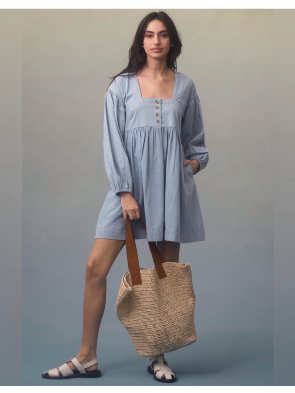 Anthropologie Denim Babydoll Dress